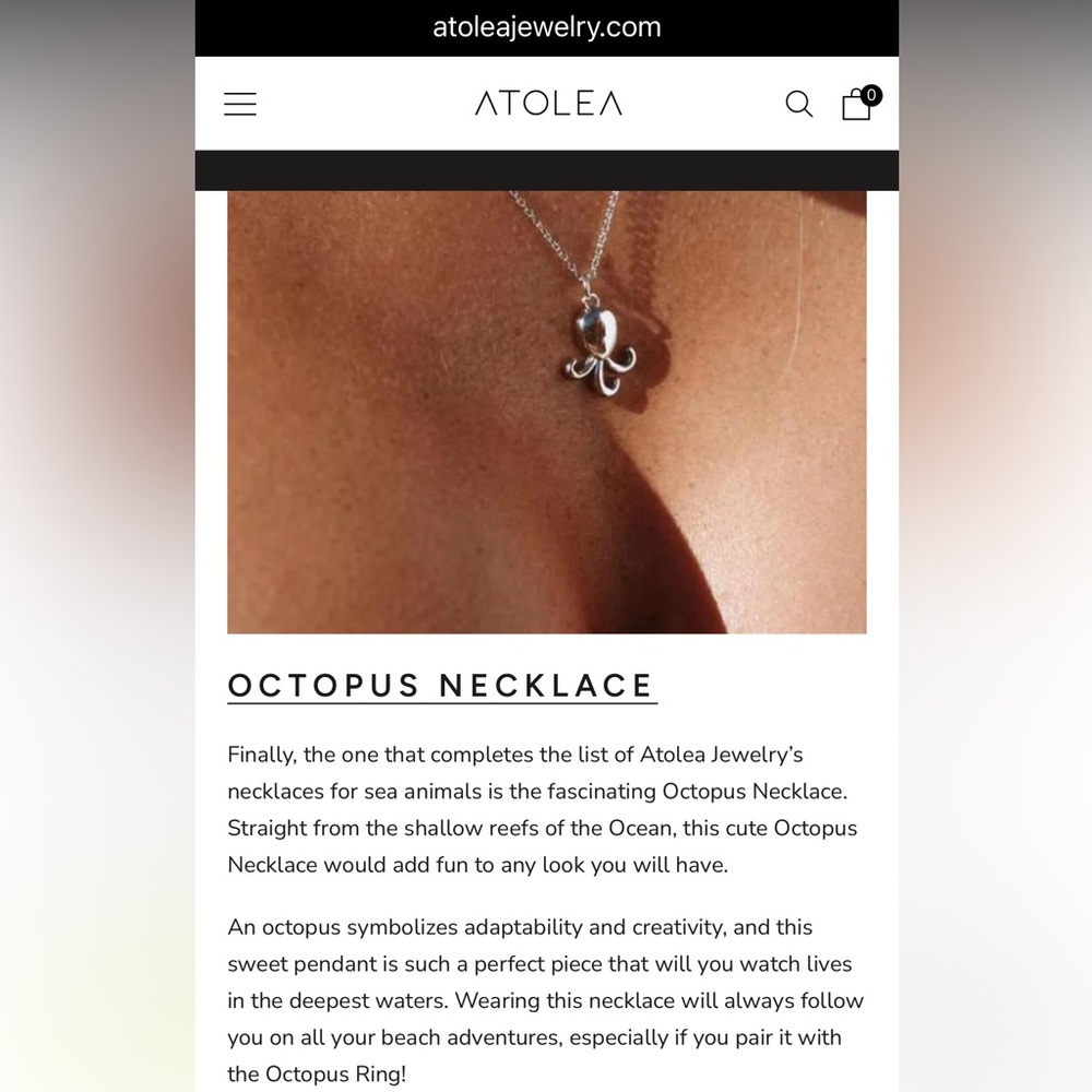 NWT Atolea Gold Octopus Pendant Necklace with Chain & Bag. - Picture 7 of 9
